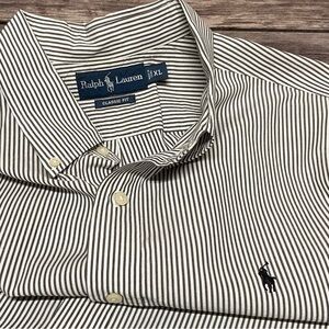 Ralph Lauren Black (or Navy) & Wht Striped Short Sleeve Shirt